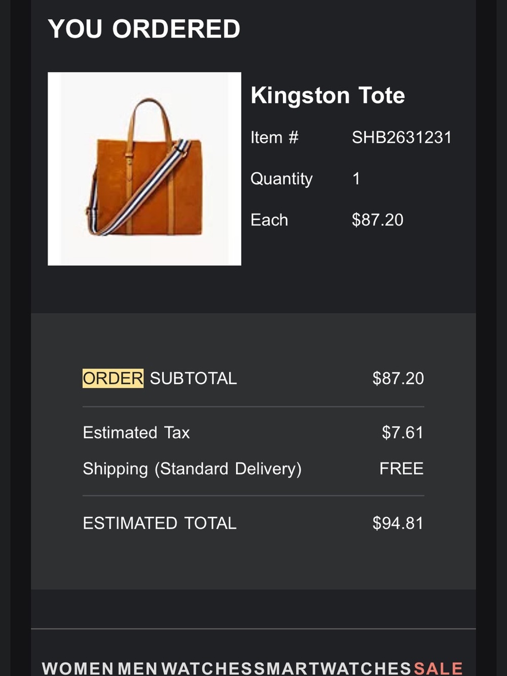 Fossil - Suede Kingston Tote - Picture 4 of 6